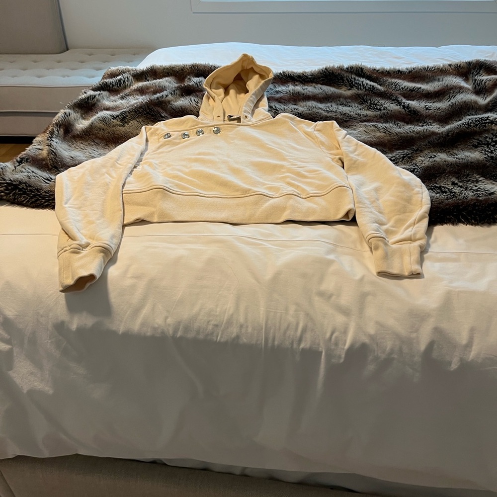 INTERMIX Cream Hoodie with Crystal Accents